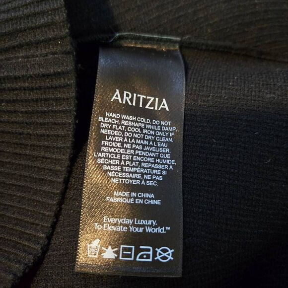 Babaton Aritzia Square Neck Ribbed Sweater Size Small Black Long Sleeve - Picture 6 of 7
